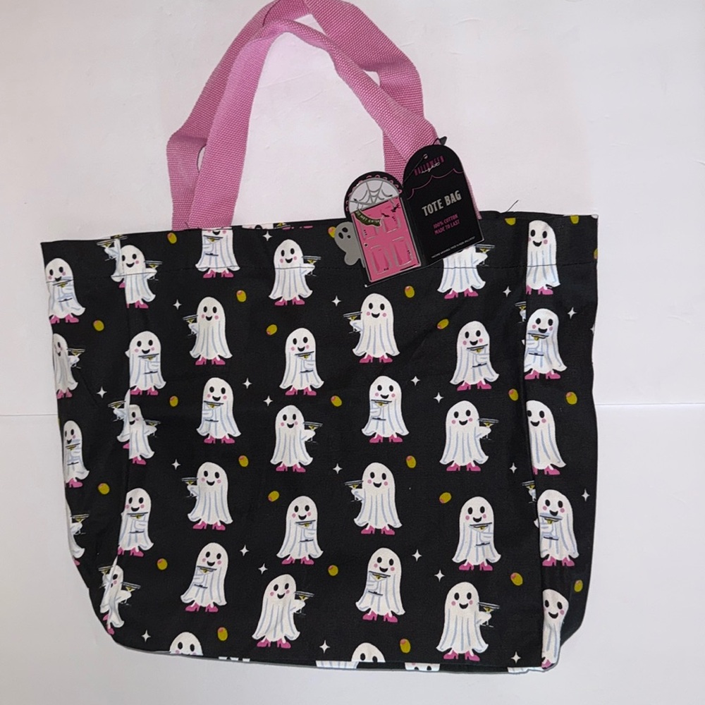NWT Halloween Night Reusable Durable Canvas Tote Bag Halloween Martini Ghosts
